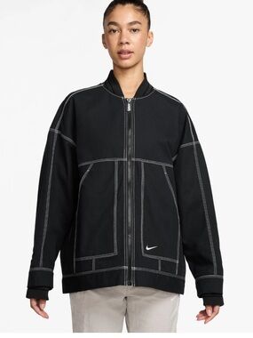 Nike Black cargo oversized  Jacket with White Contrast Stitching